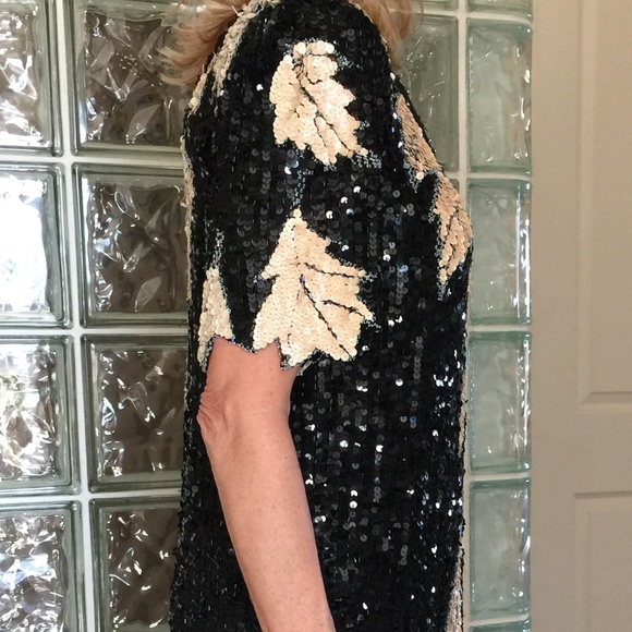 SHOMAX Silk and Sequined Formal Dress, Vintage - Picture 6 of 7